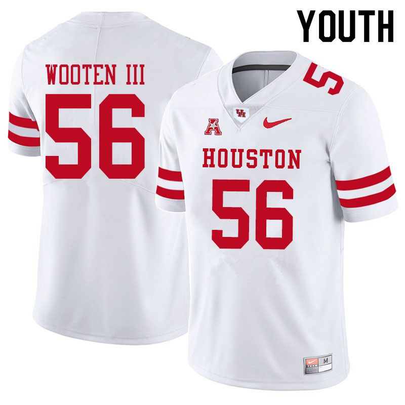 Youth #56 Dixie Wooten III Houston Cougars College Football Jerseys Sale-White